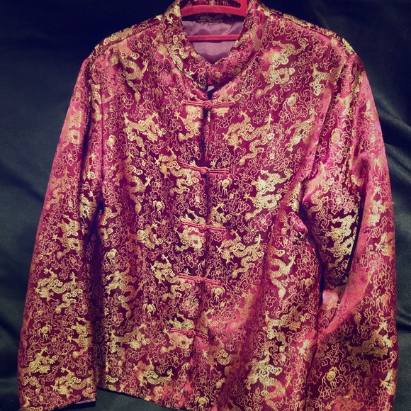 Vtg Chinese Traditional Dragon Embroidered Jacket - Picture 1 of 8